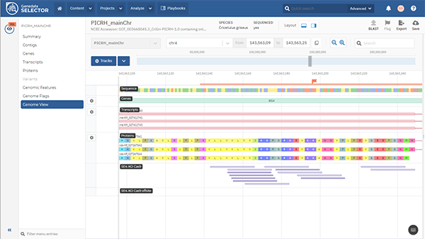 Customizable genome view in Genedata Selector